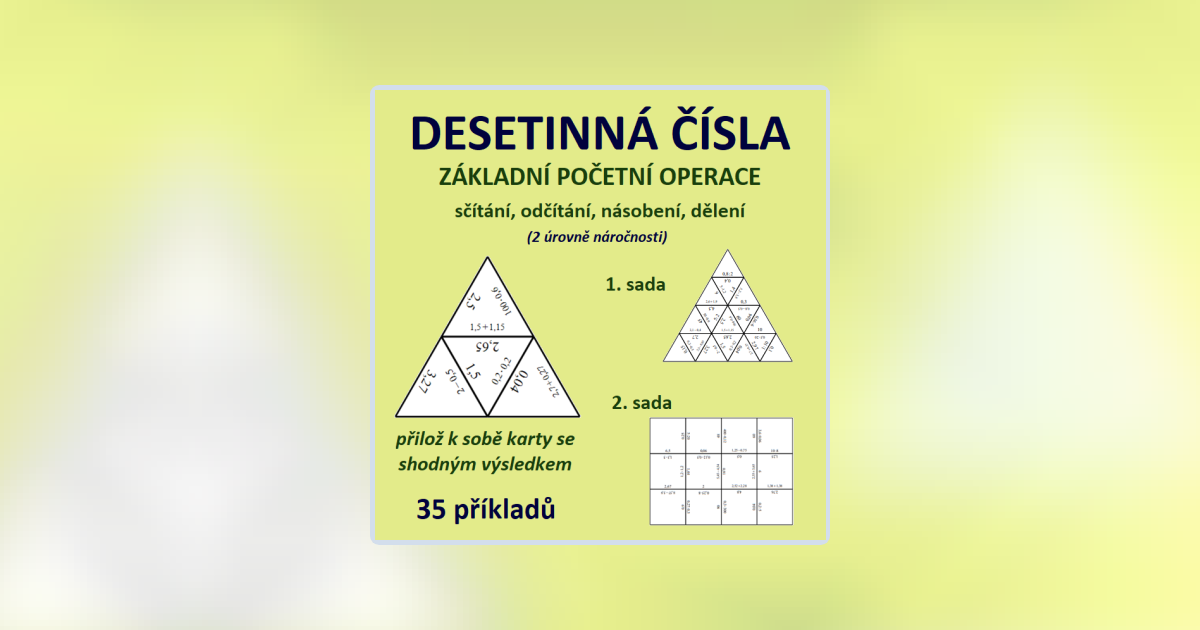DESETINNÁ ČÍSLA – ZÁKLADNÍ POČETNÍ OPERACE – sčítání, odčítání ...